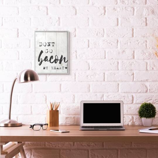 Stupell Industries Bacon My Heart Print with Gray Frame Wall Accent